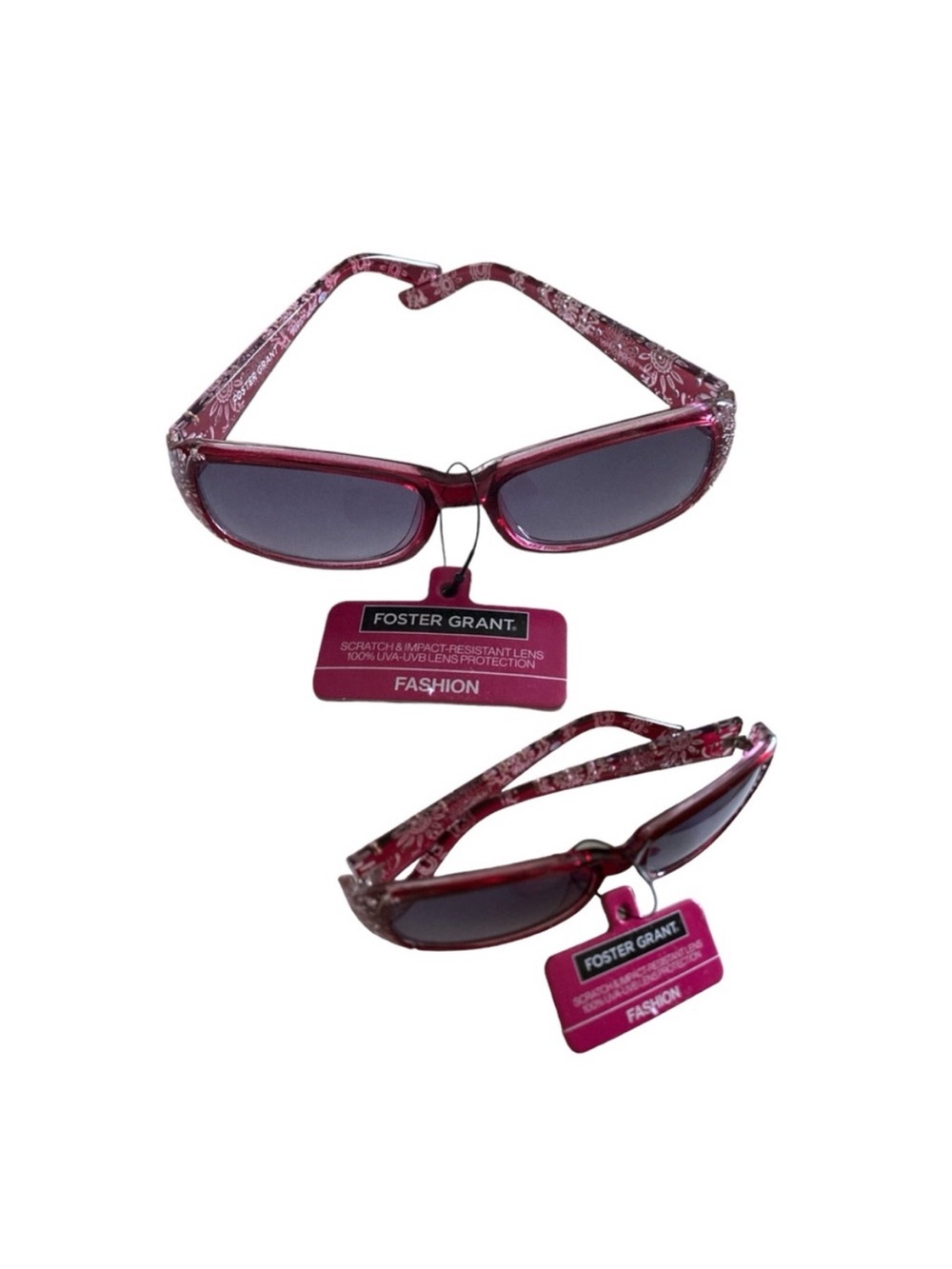 Foster Grant Stone Design Floral Slim Rectangle Fashion Sunglasses